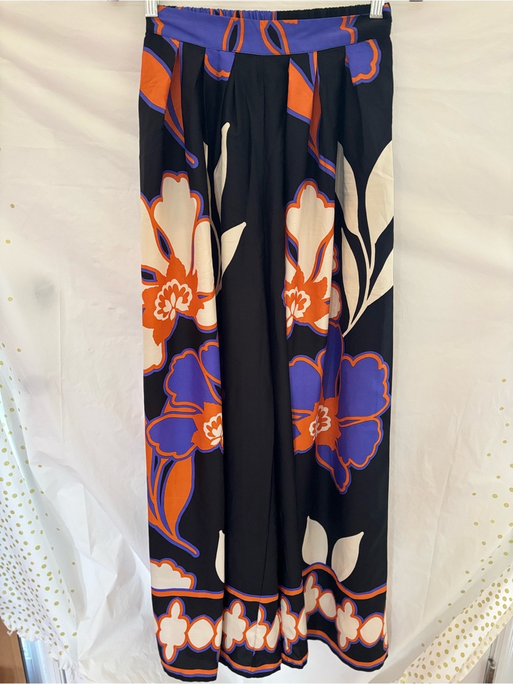 Live 4 Truth Black Wide-Leg Palazzo Pants w/Orange, Purple & White Floral Print